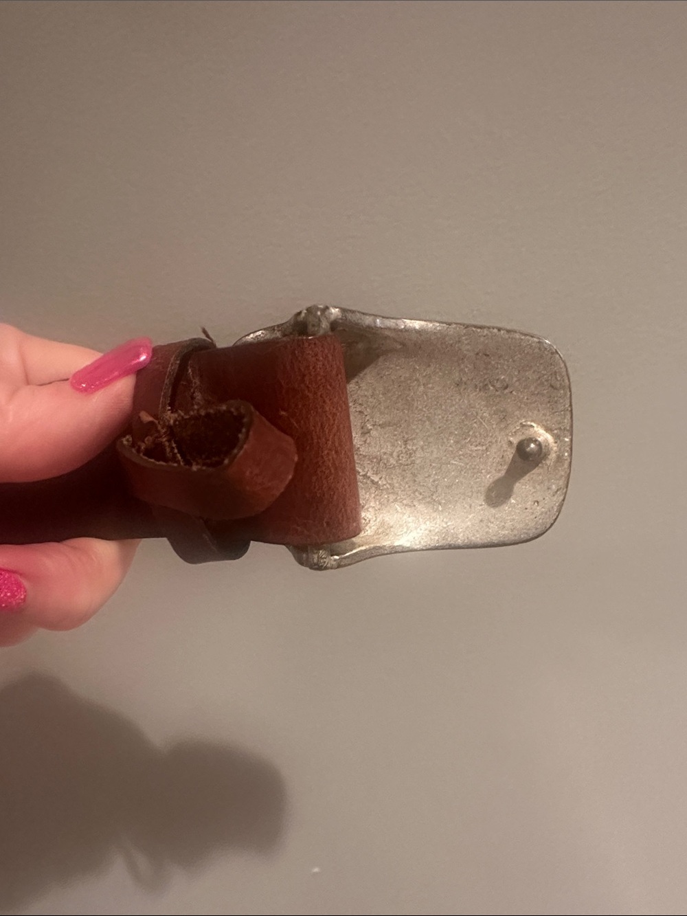 Women's Brown Leather Belt with Ornate Silver Buckle - Picture 6 of 7